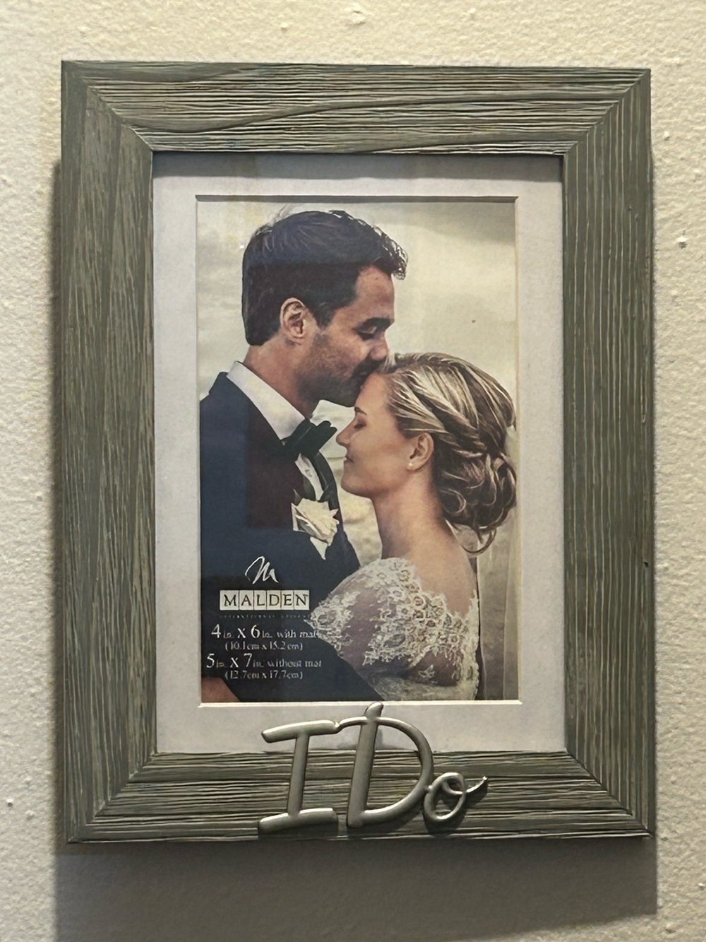 Malden Gray Wood-Effect Picture Frame with Silver 'I Do' Accent